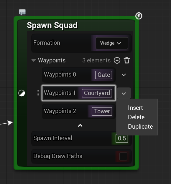 The element dropdown on an exposed array